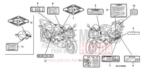 ETIQUETTE DE PRECAUTIONS CBR1000RR7 de 2007